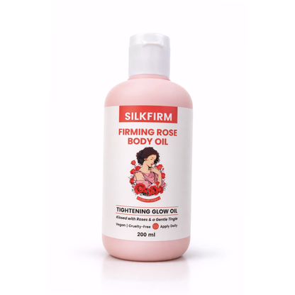 Silkfirm Firming Rose Body Oil bottle on a white background