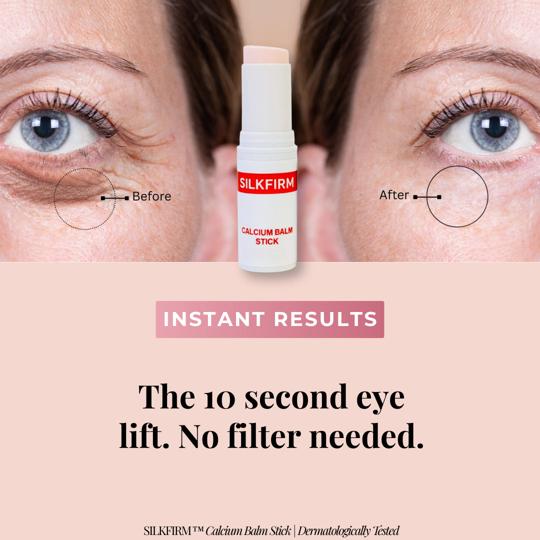 Silkfirm Calcium Balm Stick before and after results — instant eye lift