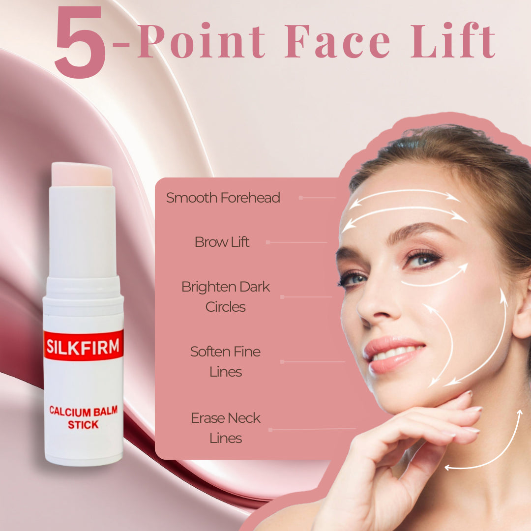 5-Point Face Lift diagram showing Silkfirm treatment areas